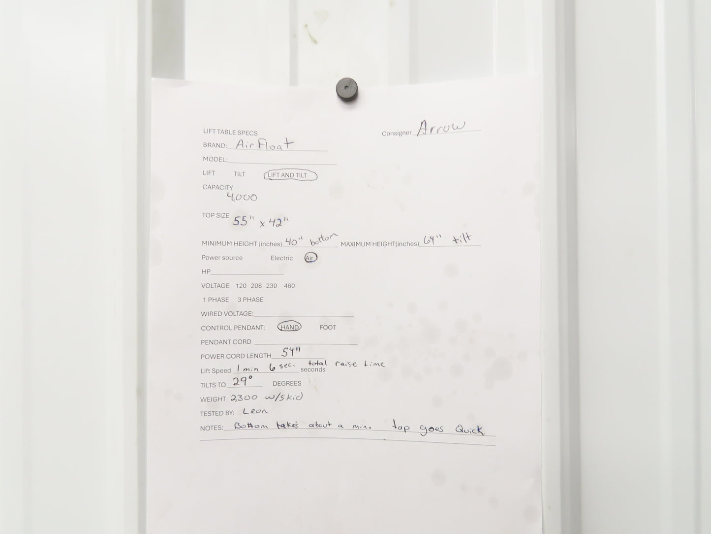 Airfloat Pneumatic Lift Tilt Table Tote Tipper 4000lbs 29° Degree 55x42" Top