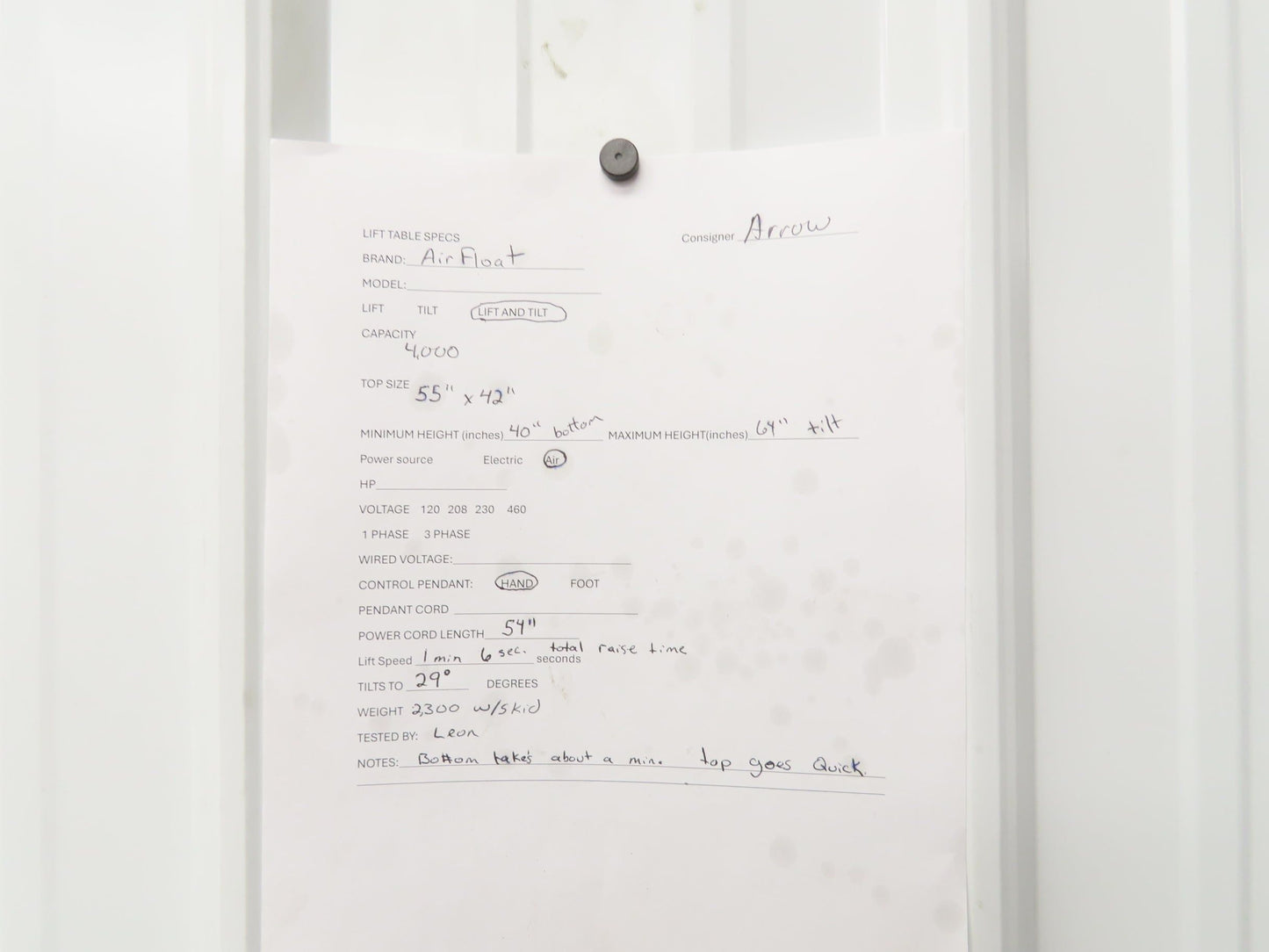 Airfloat Pneumatic Lift Tilt Table Tote Tipper 4000lbs 29° Degree 55x42" Top