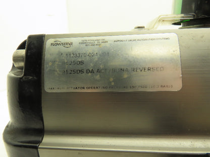 Flowserve B125DS Pneumatic Air Operated Valve Actuator 125psig w/S25NAADR1 Valve