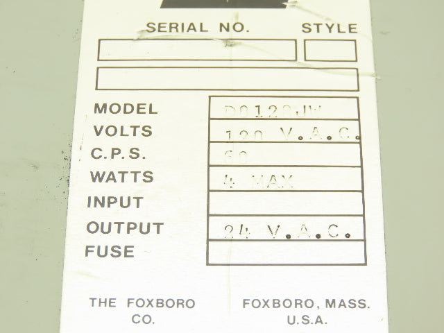 Foxboro D0128JW Power Supply 120VAC In 24VAC 4W