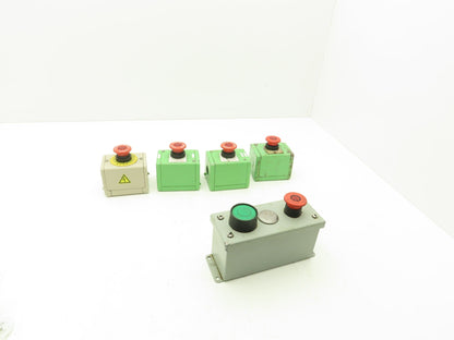 Fuji Electric E-Stop Mushroom Pushbutton Switch 30mm Lot of 5 Enclosures