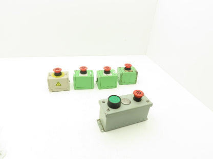 Fuji Electric E-Stop Mushroom Pushbutton Switch 30mm Lot of 5 Enclosures