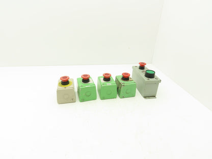 Fuji Electric E-Stop Mushroom Pushbutton Switch 30mm Lot of 5 Enclosures