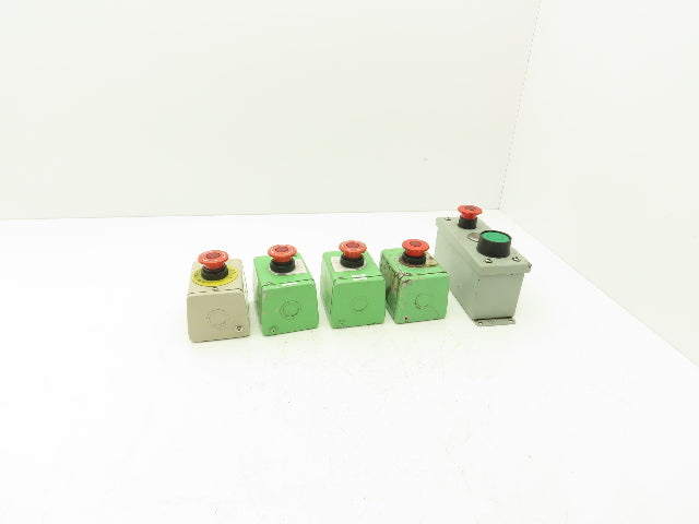 Fuji Electric E-Stop Mushroom Pushbutton Switch 30mm Lot of 5 Enclosures