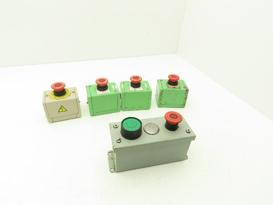 Fuji Electric E-Stop Mushroom Pushbutton Switch 30mm Lot of 5 Enclosures