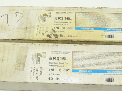 Valley National ER316L 1/8"x 36" Stainless Steel TIG Stick Welding Rods 18Lbs