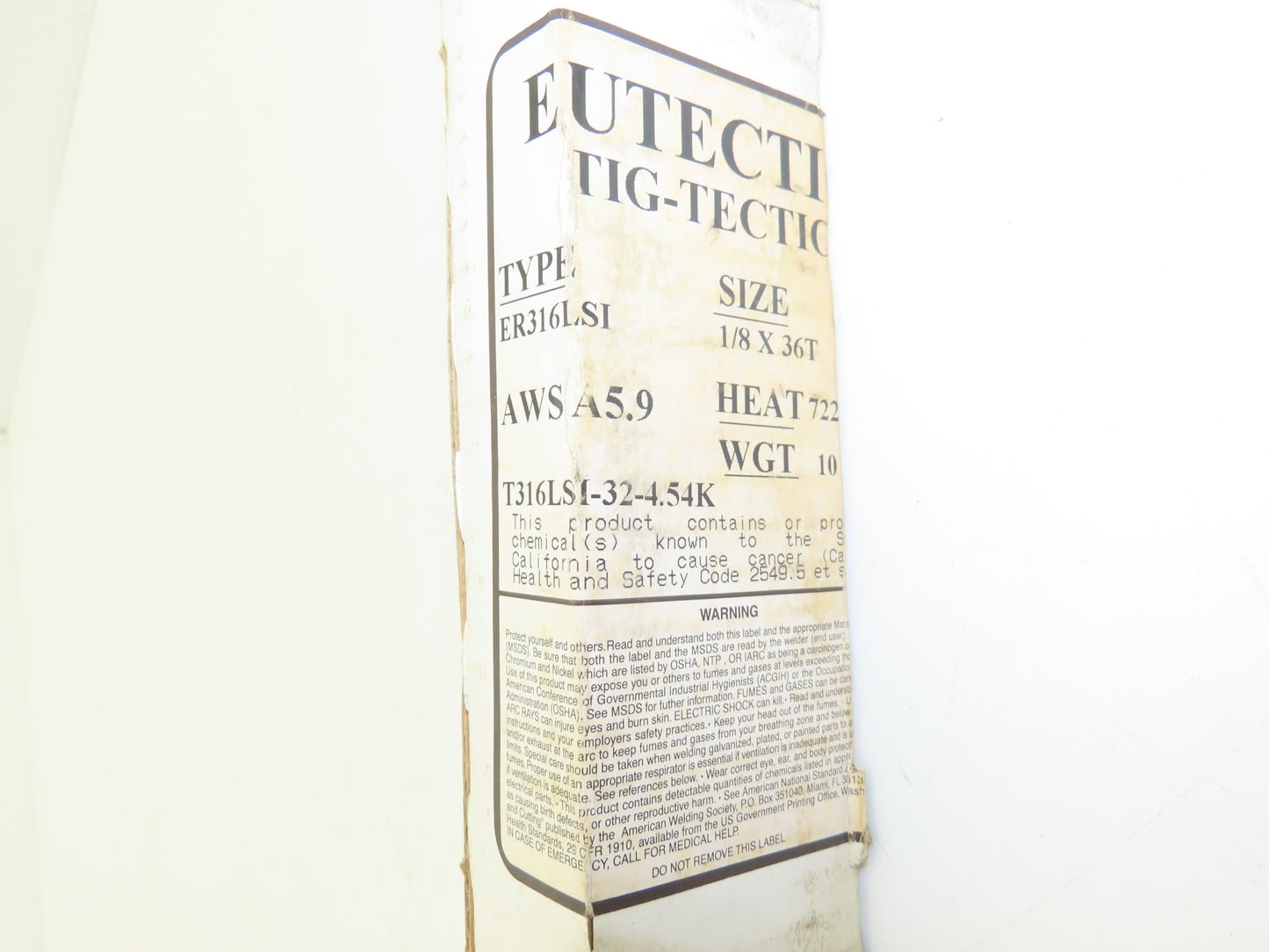 Eutectic ER316LSi 1/8"x 36" Stainless Steel TIG Stick Welding Rods 10Lbs