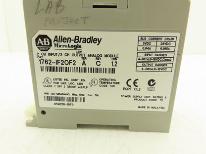 Allen Bradley 1762-IF2OF2 MicroLogix 1200 Analog I/O Module Ser A Rev C FRN 1.2