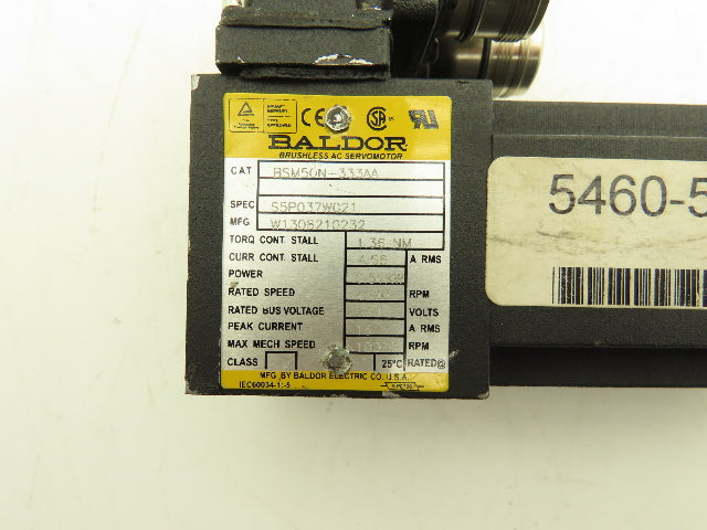 Baldor BSM50N-333AA AC Servo Motor 0.51kW 4000rpm 160v 9mm Shaft