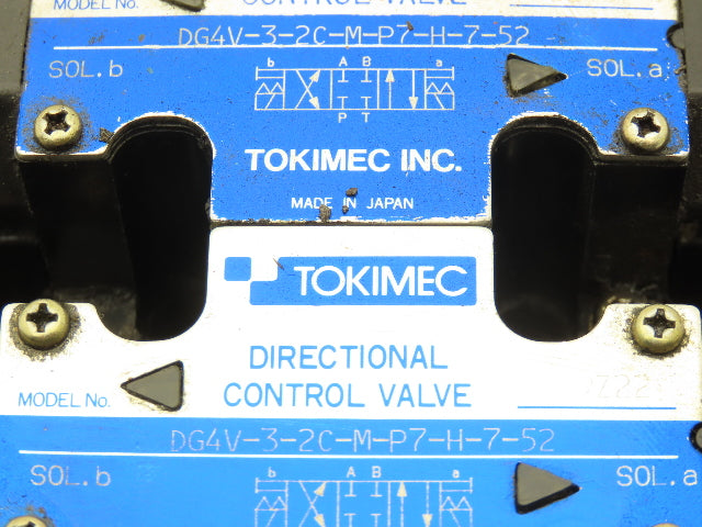 Tokimec DG4V-3-2C-M-P7-H-7-52 Directional Control Solenoid Valve 24V Lot of 2