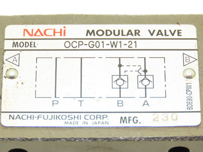 Nachi OCP-G01-W1-21 Modular Hydraulic Check Valve Pilot