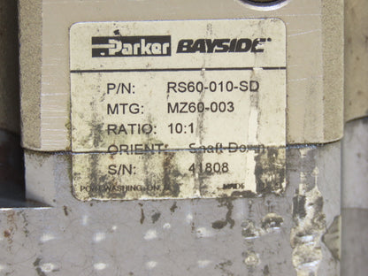 Parker Bayside RS60-010-SD Servo Motor Gearbox 10:1 Reducer 400rpm