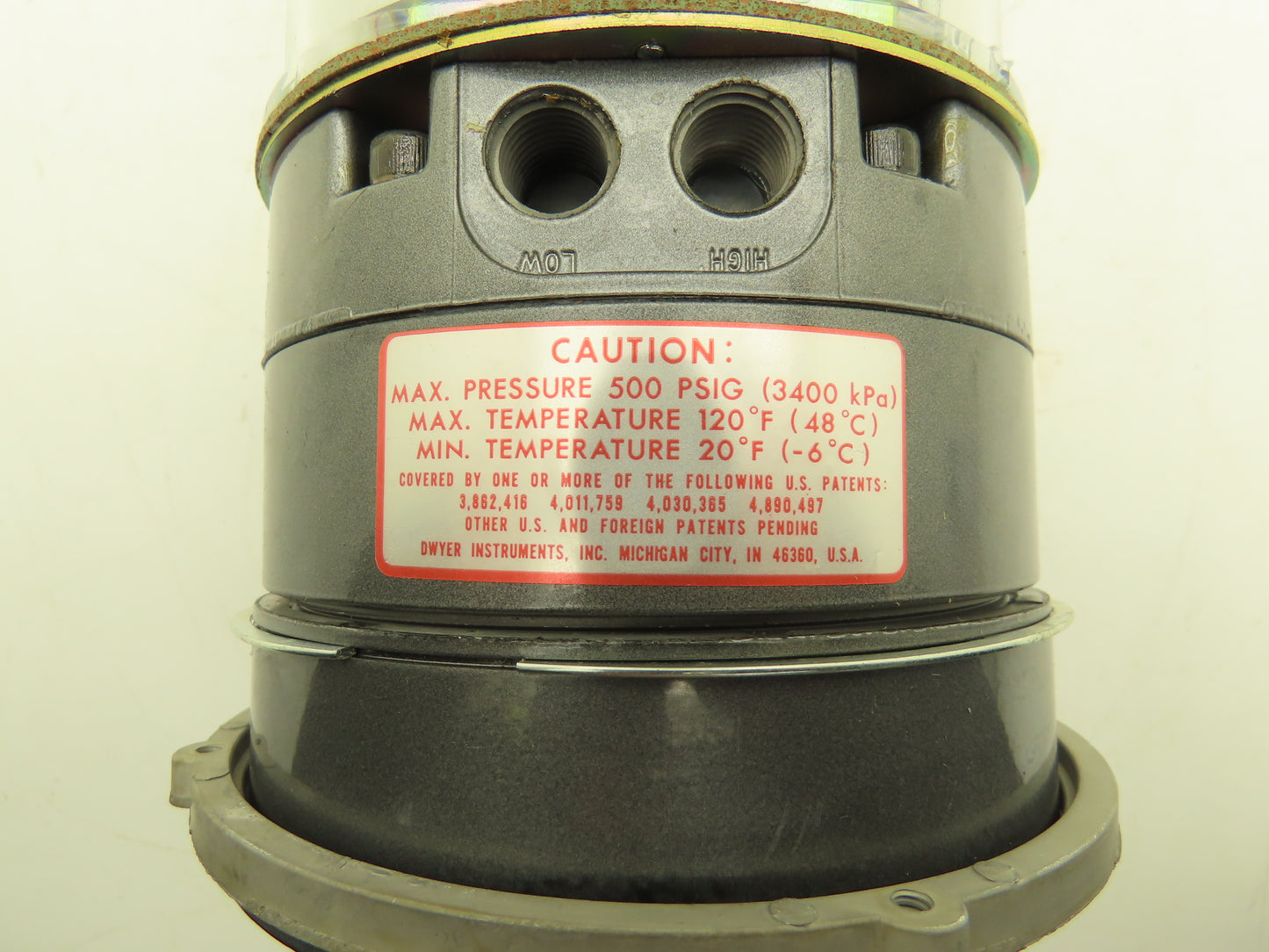 Dwyer 43010-SRH Capsu Photohelic Pressure Switch Gage 43000 Series 10" Water