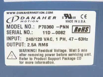 Danaher Motion P70360-PNN Stepper Motor AC Drive 120/240V 1Ph 2.5A