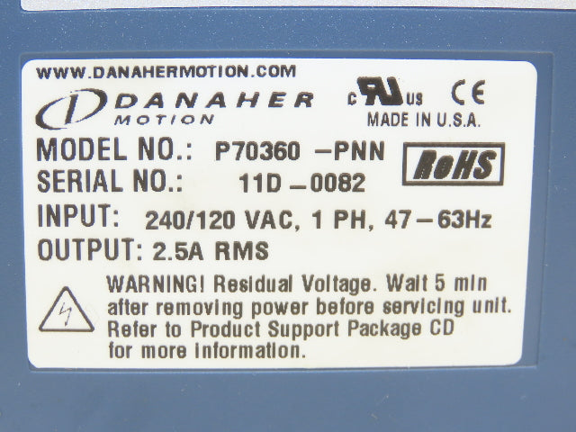 Danaher Motion P70360-PNN Stepper Motor AC Drive 120/240V 1Ph 2.5A