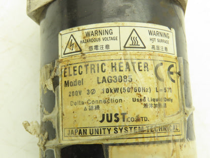 Just Co. LAG3085 Electric Heater Element 200V 10Kw 3PH Delta 570mm Stainless