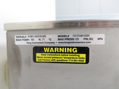 King 77117440103W Flow Meter Liquid 140GPM 125PSI Stainless 160°F 2" NPT