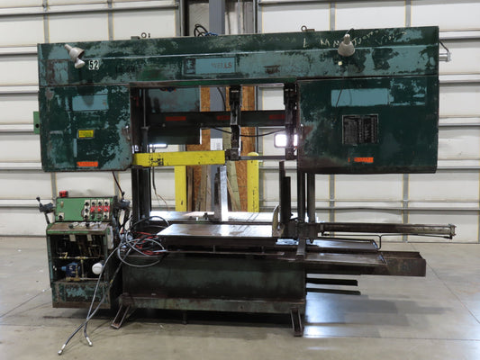 WF Wells B-52-2 Horizontal Steel Bandsaw 22"x 40" Twin Post 10HP 3PH 460V