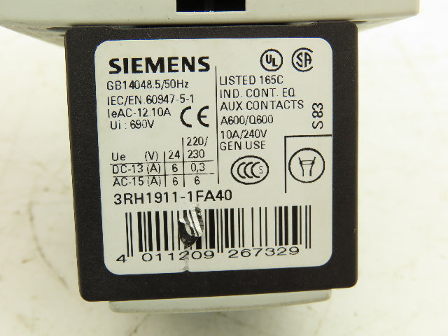 Siemens Motor Starter Contactor 24V Coil 1.5Hp 600V Lot of 2