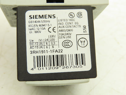 Siemens 3RT1015-1BB41 Motor Starter Contactor 24V Coil 5Hp 600V Lot of 3