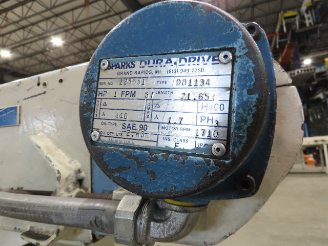 Sparks Dura-Drive 28"x 18' 4" Conveyor 23"Belt 1Hp 460V Variable Speed