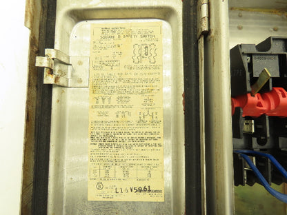 Square D H221DS Safety Disconnect Load Switch 240VAC 30A 2 Pole Stainless Steel