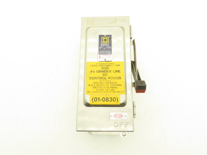 Square D H221DS Safety Disconnect Load Switch 240VAC 30A 2 Pole Stainless Steel