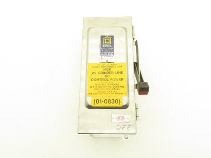 Square D H221DS Safety Disconnect Load Switch 240VAC 30A 2 Pole Stainless Steel