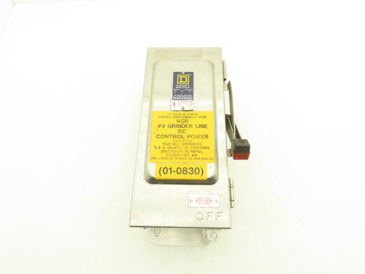 Square D H221DS Safety Disconnect Load Switch 240VAC 30A 2 Pole Stainless Steel