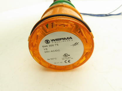 Werma 640 830 00 Signal Light Stack Tower Red Orange Green W/Alarm 24V AC/DC