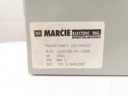 Marcie LD2000-PL-200K Stepdown Transformer Disconnect 2kva 1Ph HV 480V LV 120V