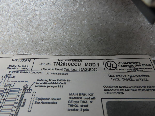 GE TM-2010 PowerMark Gold 100Amp Load Center 20 Circuit Indoor Main Breaker