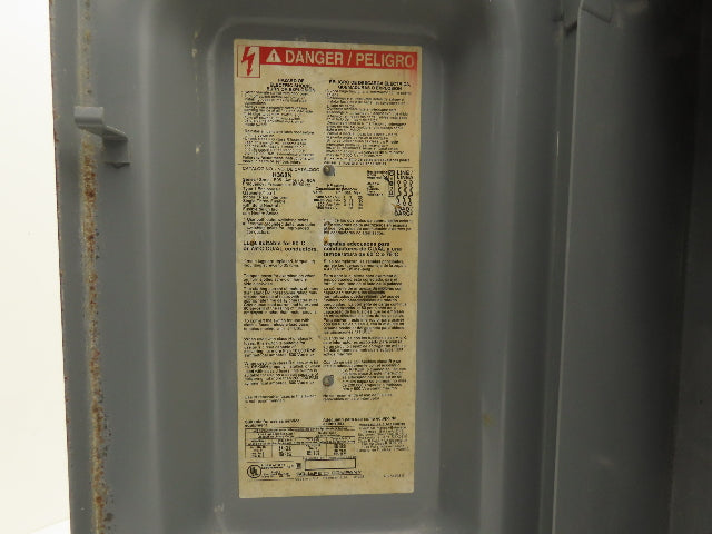 Square D H362N Fused Safety Disconnect Switch 60A 600VAC 600VDC 3 Pole