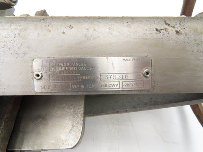 ITT Fabri-Valve C37S316 6" Stainless Knife Gate Valve Rising Stem Metal Seat 150
