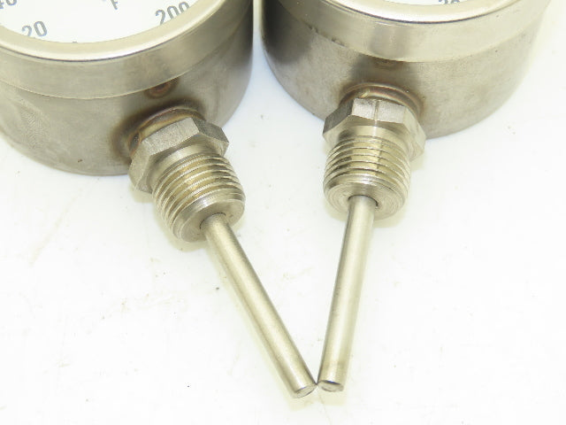 Weksler Instruments BM2-23 Thermometer 0-200°F 3" Dial Guage 1/2" NPT Lot of 2