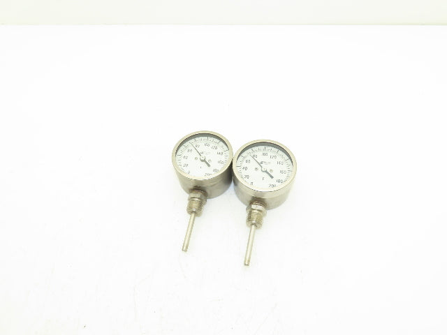 Weksler Instruments BM2-23 Thermometer 0-200°F 3" Dial Guage 1/2" NPT Lot of 2