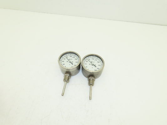 Weksler Instruments BM2-23 Thermometer 0-200°F 3" Dial Guage 1/2" NPT Lot of 2