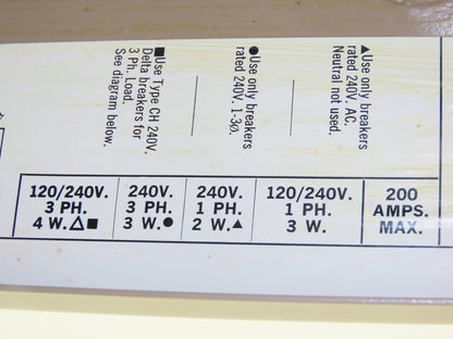 Cutler-Hammer CHR16D Load Center Circuit Breaker Electrical Box 200A 120/240v