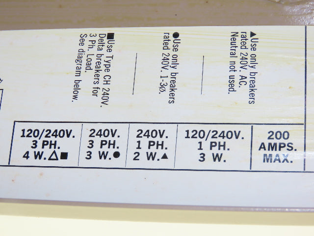 Cutler-Hammer CHR16D Load Center Circuit Breaker Electrical Box 200A 120/240v