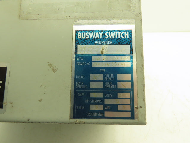 Siemens B05143514 Busway Fusible Disconnect Switch Bus Plug 30A 600VAC 3PH