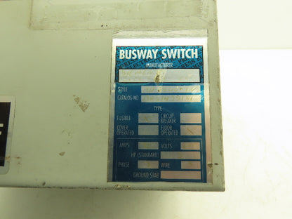 Siemens B05143514 Busway Fusible Disconnect Switch Bus Plug 30A 600VAC 3PH