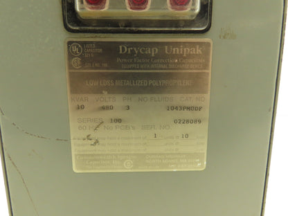 Drycap Unipak 1043PMUDF Power Factor Correction Capacitor 10 KVAR 480 Volts