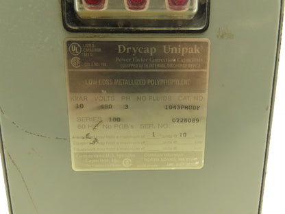 Drycap Unipak 1043PMUDF Power Factor Correction Capacitor 10 KVAR 480 Volts