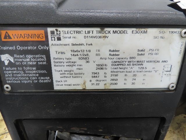 Husco Hyster 3-Spool Hydraulic Mast Control Valve Manifold from E30XM Forklift