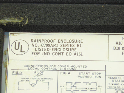 Cutler Hammer C799AR1 Motor Starter Enclosure Series D1 3R Rainproof 9x8x5"