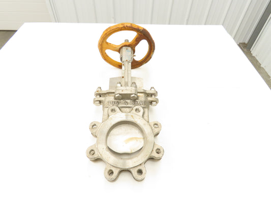 A-C Valve 76-4 304 Stainless 4" Knife Gate Valve Rising Stem Metal Seat
