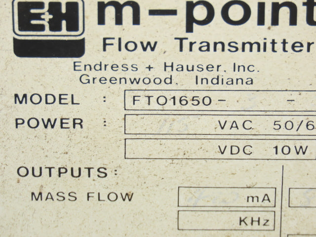 Endress + Hauser FTO1650 Flow Transmitter in Enclosure