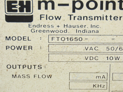 Endress + Hauser FTO1650 Flow Transmitter in Enclosure