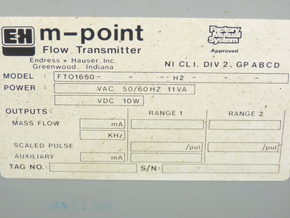 Endress + Hauser FTO1650 Flow Transmitter in Enclosure
