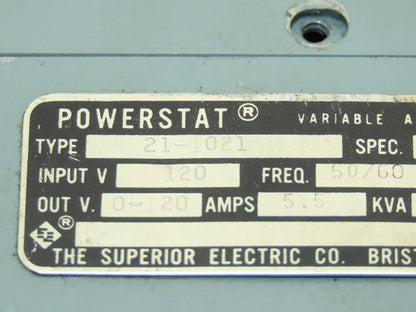 Superior Electric Powerstat Motorized Variable Autotransformer 120v 5.5kva